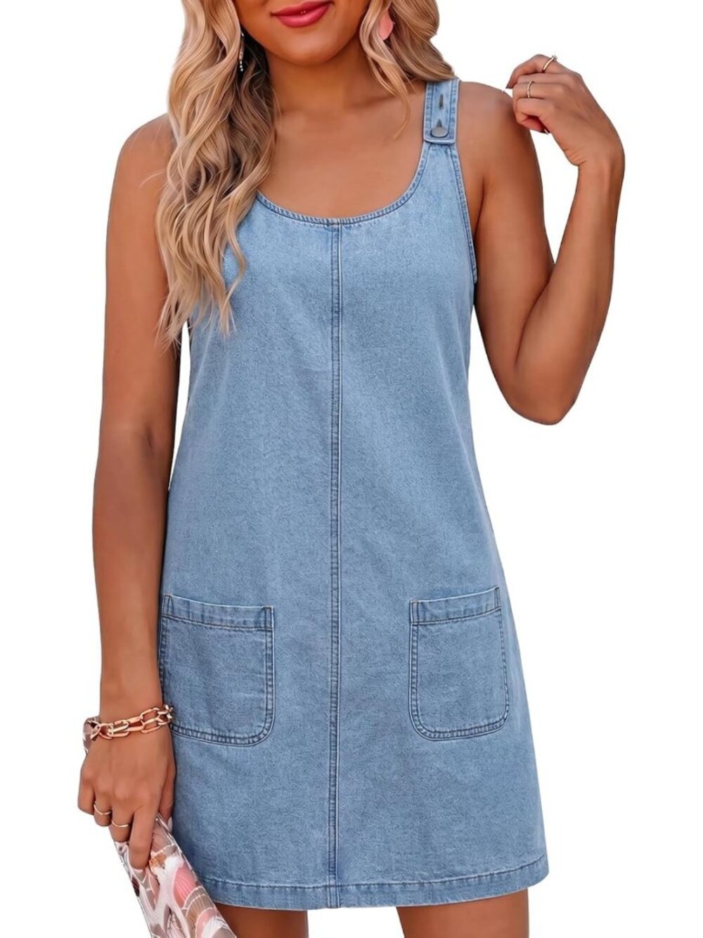 Casual Sleeveless Denim Babydoll Dress | Jean Overall Style for Women